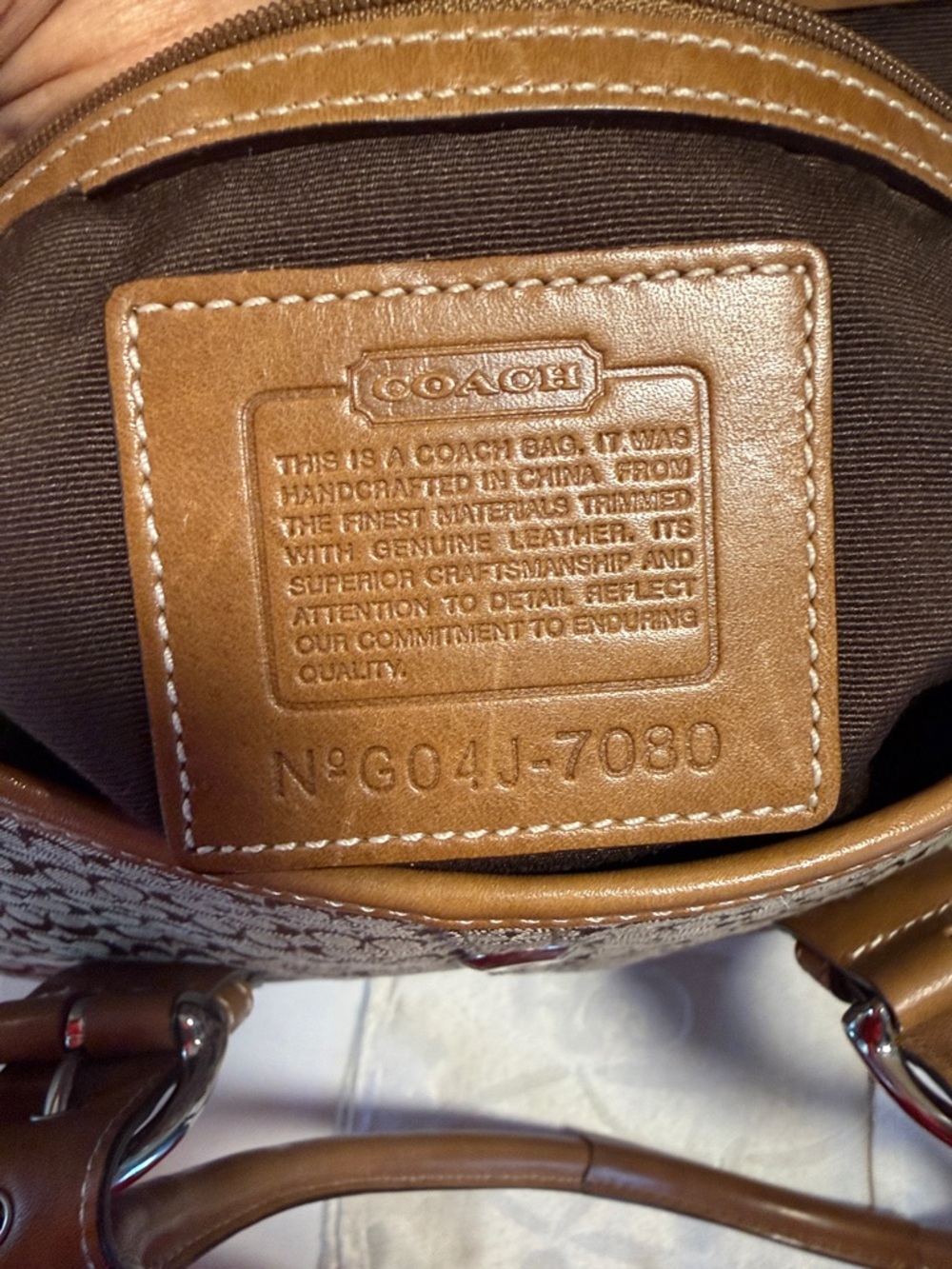 Coach Brown Signature Canvas Shoulder Satchel with Tan Leather Trim - Picture 10 of 13